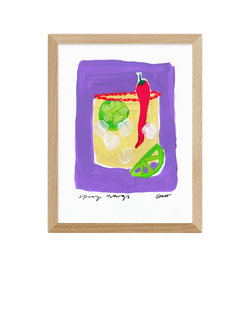 EAST END PRINTS Natalie Cass 'Spicy Margs' Framed Print, 43.4 x 33.4cm, Oak Frame, Multi Multi