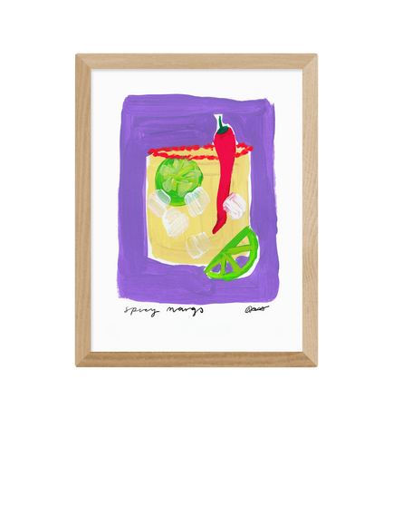 EAST END PRINTS Natalie Cass 'Spicy Margs' Framed Print, 43.4 x 33.4cm, Oak Frame, Multi Multi