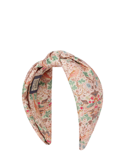 William Morris At Home Strawberry Thief Luxury Twist Headband, Pink, Pink