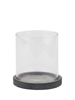 Truly Stone Base Hurricane Lantern, Clear, L