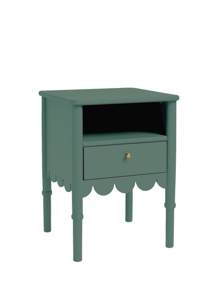 John Lewis ANYDAY OUTLET Hem 1 Drawer Bedside Table, Like New, Dark Green, Dark Green