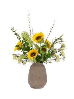 Floralsilk Artificial Sunlit Meadow Flower Arrangement in Vase, 76cm, Yellow, Yellow