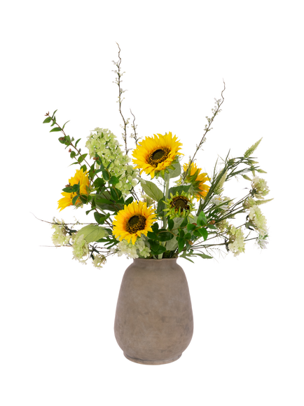 Floralsilk Artificial Sunlit Meadow Flower Arrangement in Vase, 76cm, Yellow, Yellow