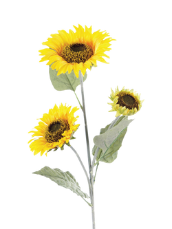 Floralsilk Artificial Sunflower Spray with 3 Flowers, 92cm, Yellow, Yellow