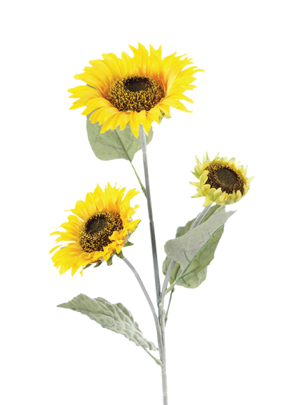 Floralsilk Artificial Sunflower Spray with 3 Flowers, 92cm, Yellow, Yellow
