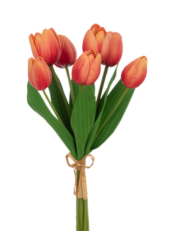 Floralsilk Artificial Tulip Bunch, 34cm, Peach, Peach