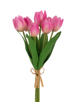 Floralsilk Artificial Tulip Bunch, 34cm, Pink, Pink