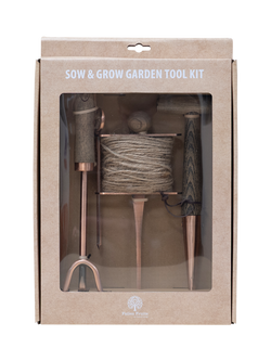 Fallen Fruits Sow & Grow Garden Tool Gift Set, FSC-Certified (Ash Wood), Copper, Natural