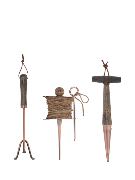 Fallen Fruits Sow & Grow Garden Tool Gift Set, FSC-Certified (Ash Wood), Copper, Natural