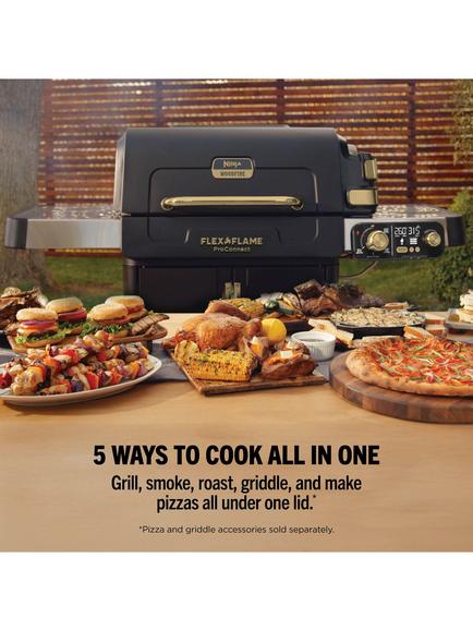 Ninja 5-in-1 FlexFlame Pro Connect Smart 3-Burner Gas BBQ & Outdoor Cooking System - view 2, Black