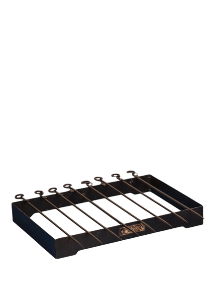 Kadai Steel BBQ Skewers & Rack Set, 8 Piece, Black