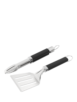 Weber Portable BBQ Spatula & Tongs Tool Set, Black