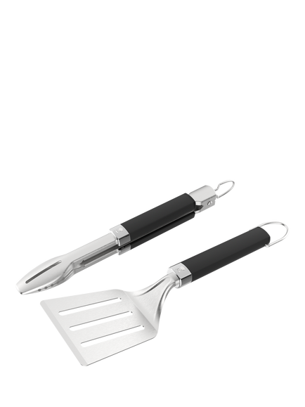 Weber Portable BBQ Spatula & Tongs Tool Set, Black