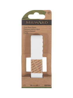 Milward Plush Back Elastic, W19mm x L90cm, White, White