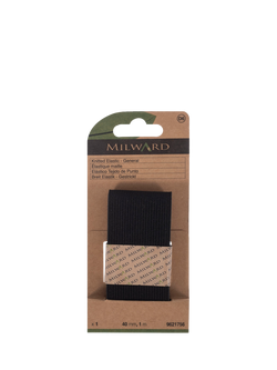 Milward Knitted Elastic, W40mm x L1m, Black, Black