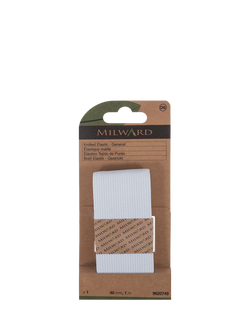 Milward Knitted Elastic, W40mm x L1m, White, White