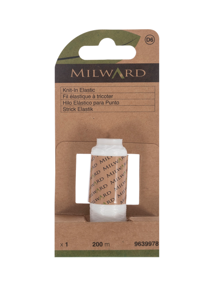 Milward Knit-In Elastic, L200m, Clear, Clear