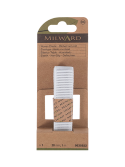 Milward Webbed Elastic, W20mm x L1m, White, White