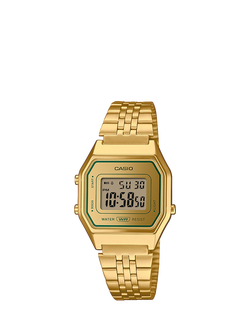 Casio Vintage LA680 Women's Digital Bracelet Strap Watch, Gold, Gold