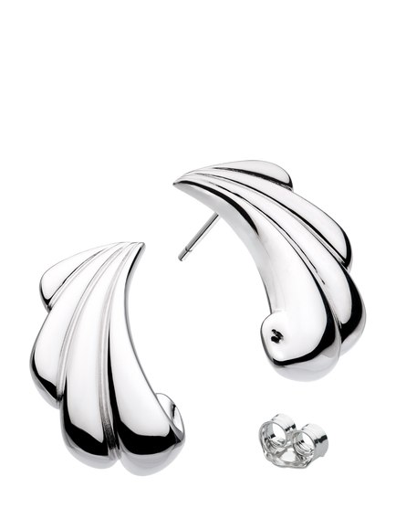 Kit Heath Océane Shell Echo Grande Earrings, Silver, Silver