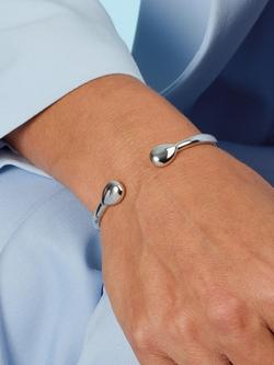 Kit Heath Coast Pebble Smooth Hinged Bangle, Silver - view 2, Silver