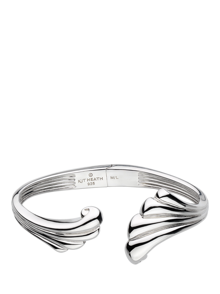 Kit Heath Océane Shell Echo Grande Hinged Bangle, Medium/Large, Silver, Silver