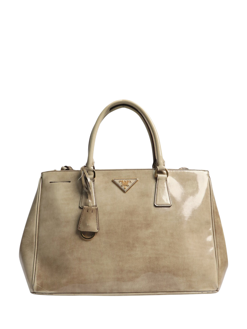 Product image 1 of 7, which shows Pre-loved Prada beige Spazzolato Galleria 2-Way Bag, Neutral