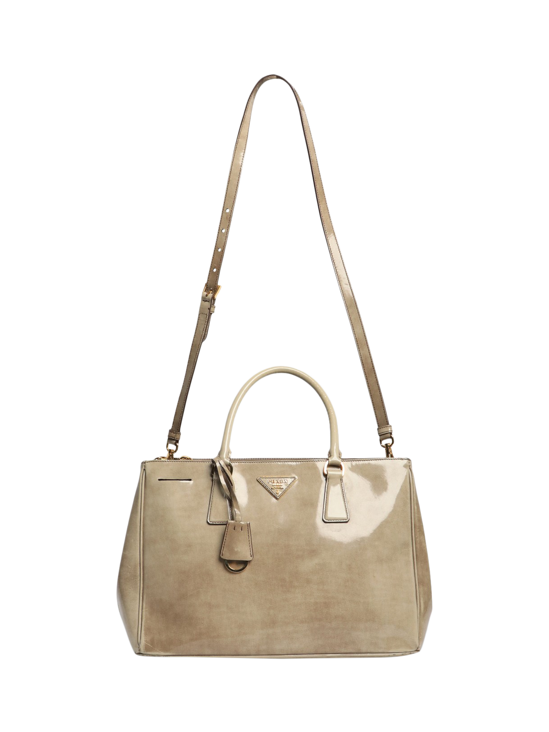 Product image 2 of 7, which shows Pre-loved Prada beige Spazzolato Galleria 2-Way Bag, Neutral