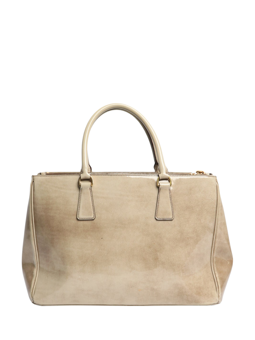 Product image 3 of 7, which shows Pre-loved Prada beige Spazzolato Galleria 2-Way Bag, Neutral