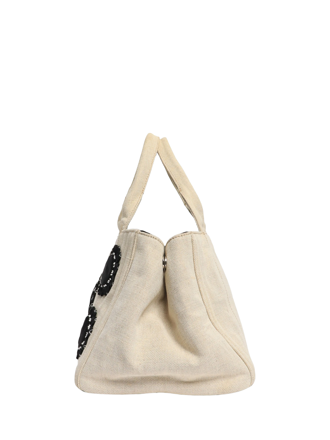 Product image 2 of 8, which shows Pre-loved Prada Canvas Floral Applique Tote Bag, Neutral