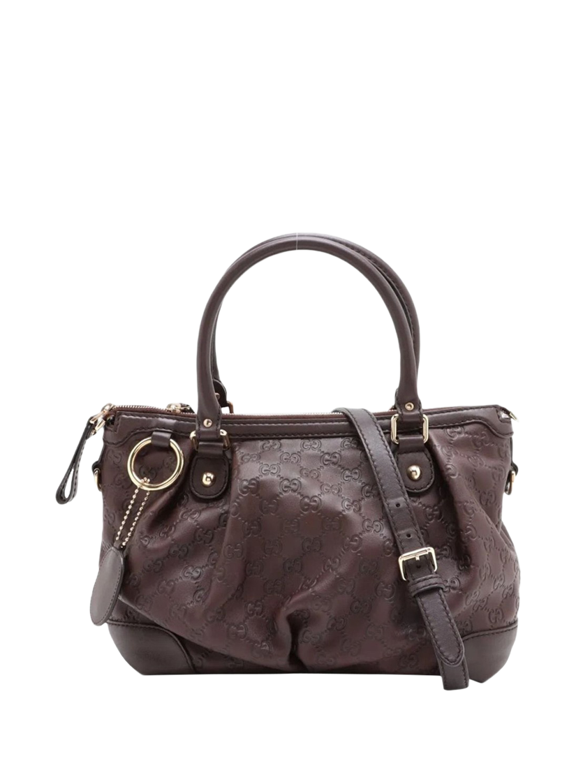 Product image 1 of 10, which shows Pre-loved GUCCI Sukey Guccissima 2-Way Bag, Brown