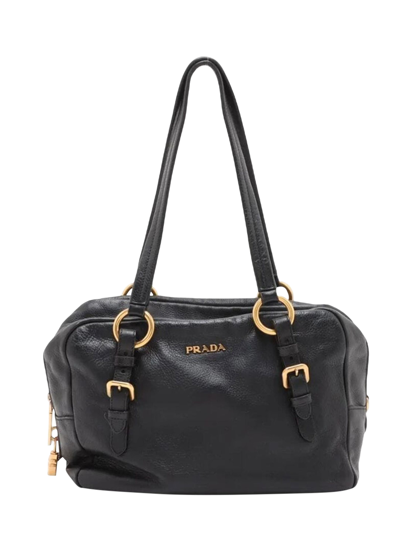 Pre-loved Prada Leather Top Handle Bag, Black