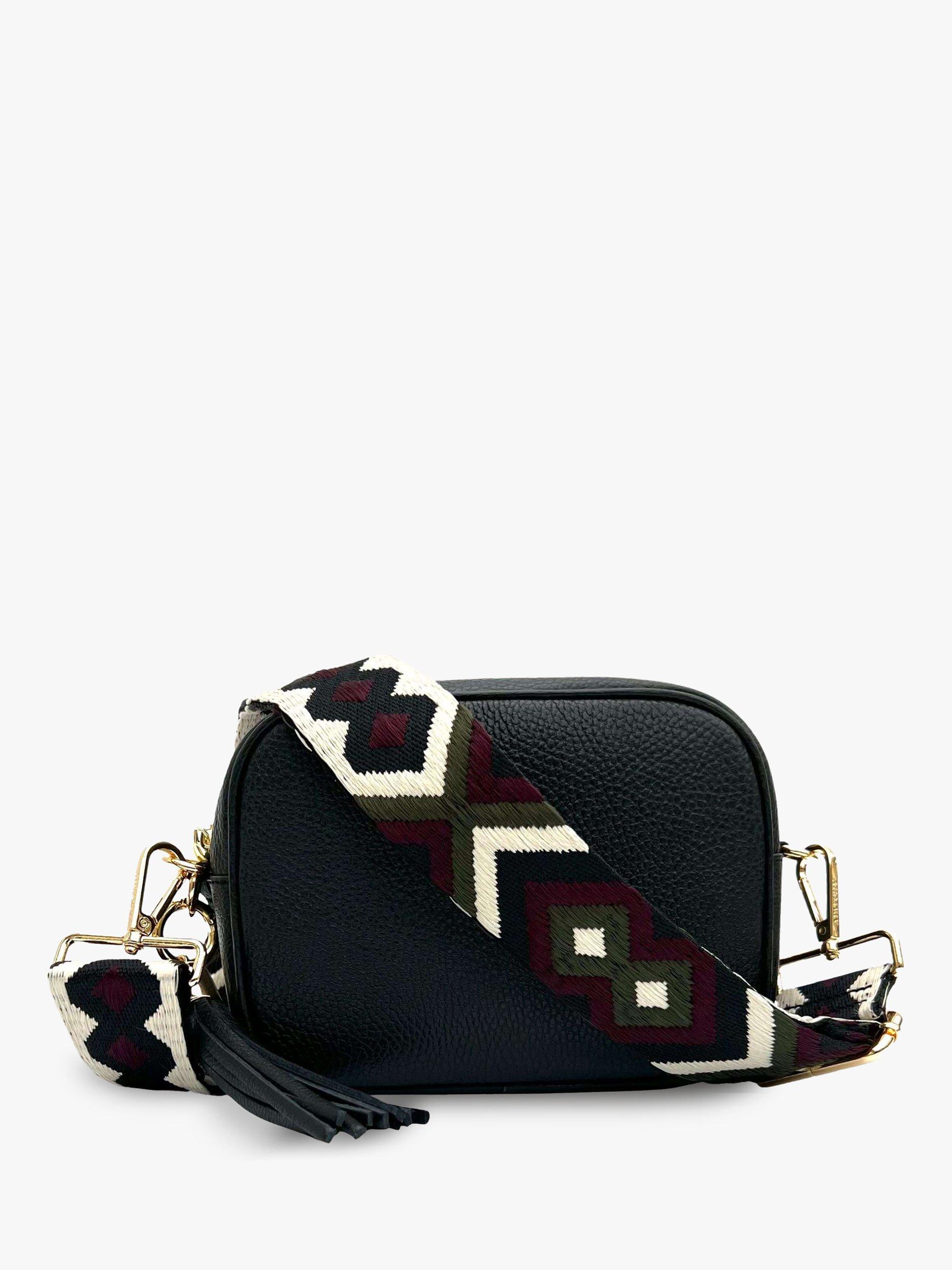 Product image 1 of 5, which shows Apatchy London Leather Cross Body Bag, Black