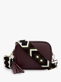Apatchy London Leather Cross Body Bag, Black, Burgundy