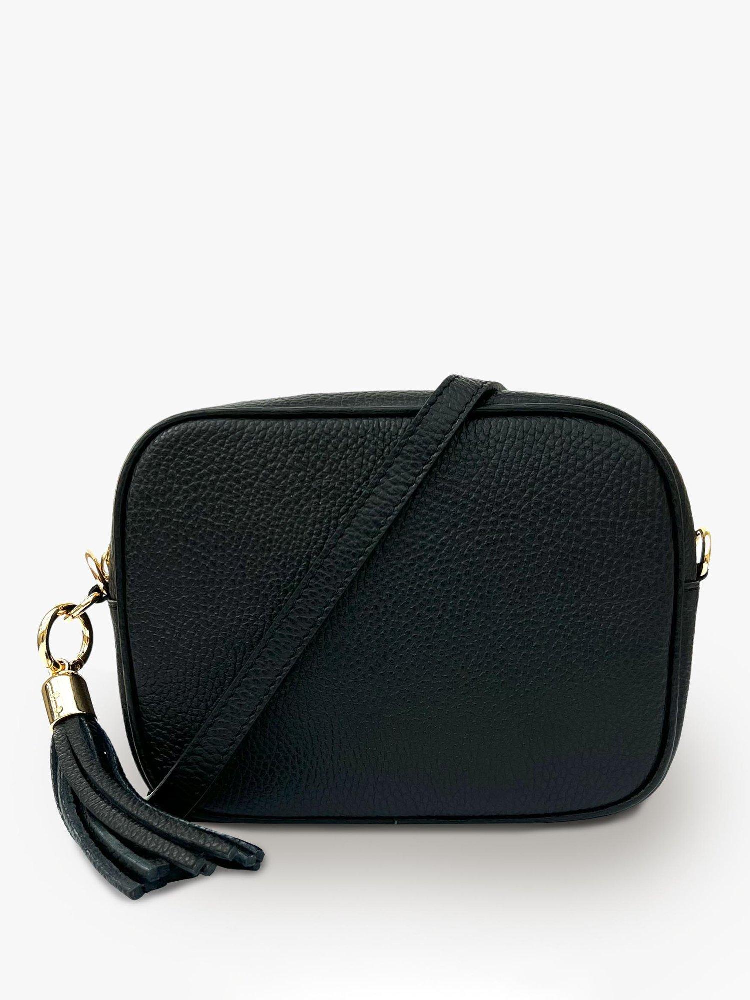 Product image 2 of 5, which shows Apatchy London Leather Crossbody Bag, Black