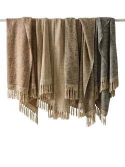 West Elm Two Tone Chunky Linen Throw, Grey - view 2, Graphite