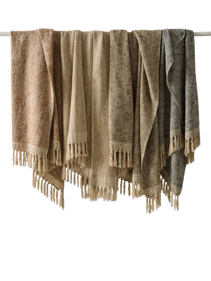 West Elm Two Tone Chunky Linen Throw, Grey - view 2, Graphite