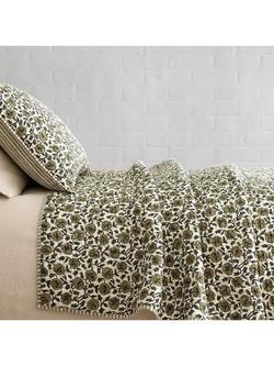 West Elm Laney Floral Quilted Bedspread, Elm, Elm