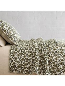 West Elm Laney Floral Quilted Bedspread, Elm, Elm