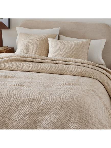 West Elm Reflections Matelassé Quilted Bedspread, Sand - view 2, Sand