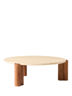 West Elm Travertine Coffee Table, Cool Walnut, Cool Walnut