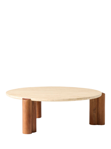 West Elm Travertine Coffee Table, Cool Walnut, Cool Walnut