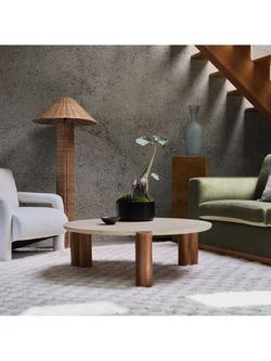 West Elm Travertine Coffee Table, Cool Walnut - view 2, Cool Walnut