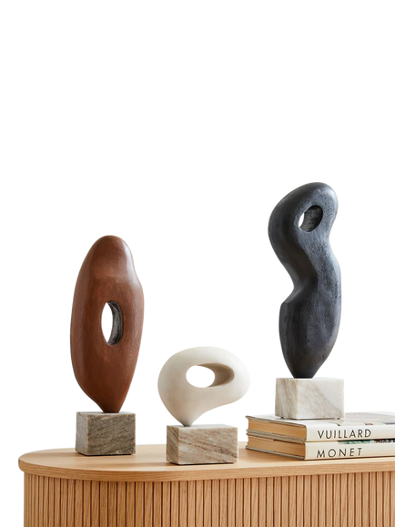 West Elm Wood Sculptural Ornament, Walnut - view 2, Walnut
