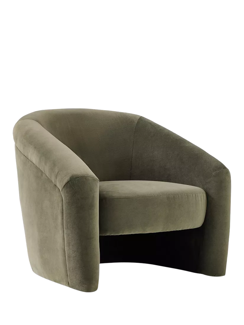 West Elm Berra Chair, Velvet Evergreen