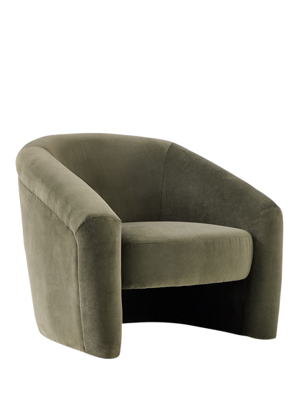 West Elm Berra Chair, Velvet Evergreen, Evergreen