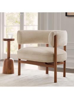 West Elm Craig  Upholstered Chair, Walnut - view 2, Sand