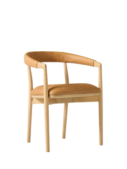 West Elm Irvine Leather Dining Chair, Acorn, Sesame