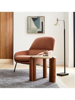 West Elm Travertine Side Table, Cool Walnut - view 2, Cool Walnut