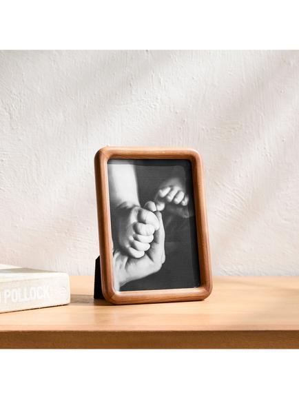 West Elm Modern Rounded Wooden Tabletop Photo Frame, Dark Ash, Dark Ask